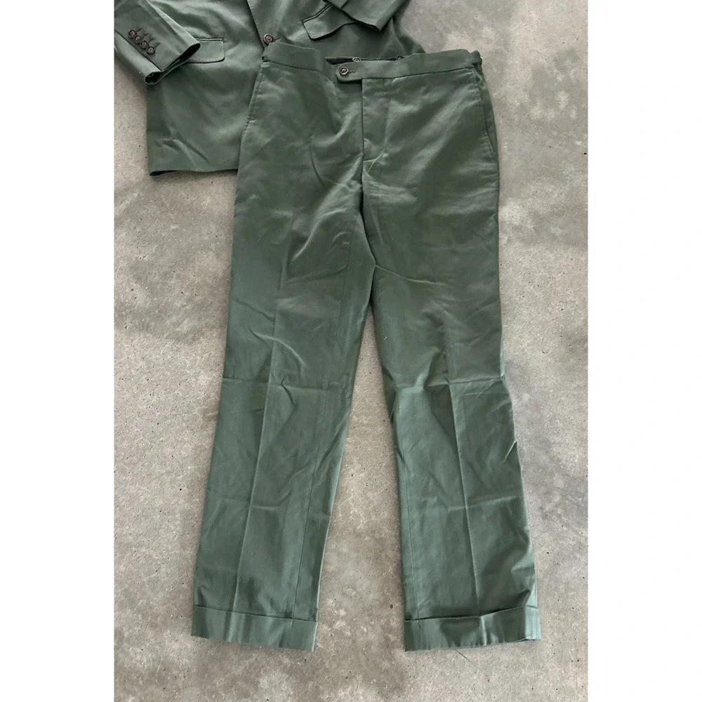 INDOCHINO Green 2 Pc Suit SoHo Jacket Blazer and Newbury Cuffed Pants XS